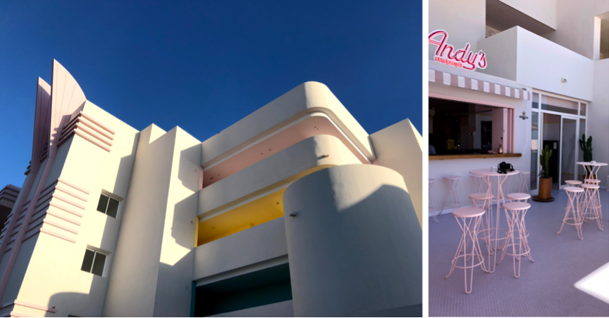 collage of hotel images in Ibiza for SS19 shoot