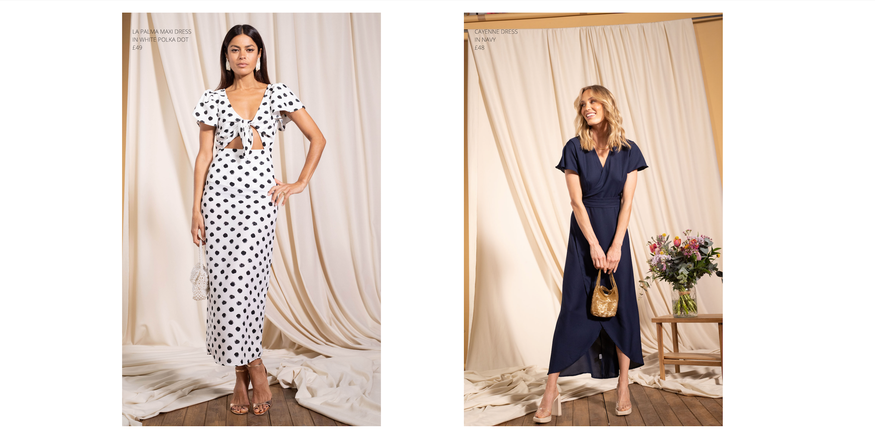 models wearing La Palma Maxi Dress & Cayenne Dress