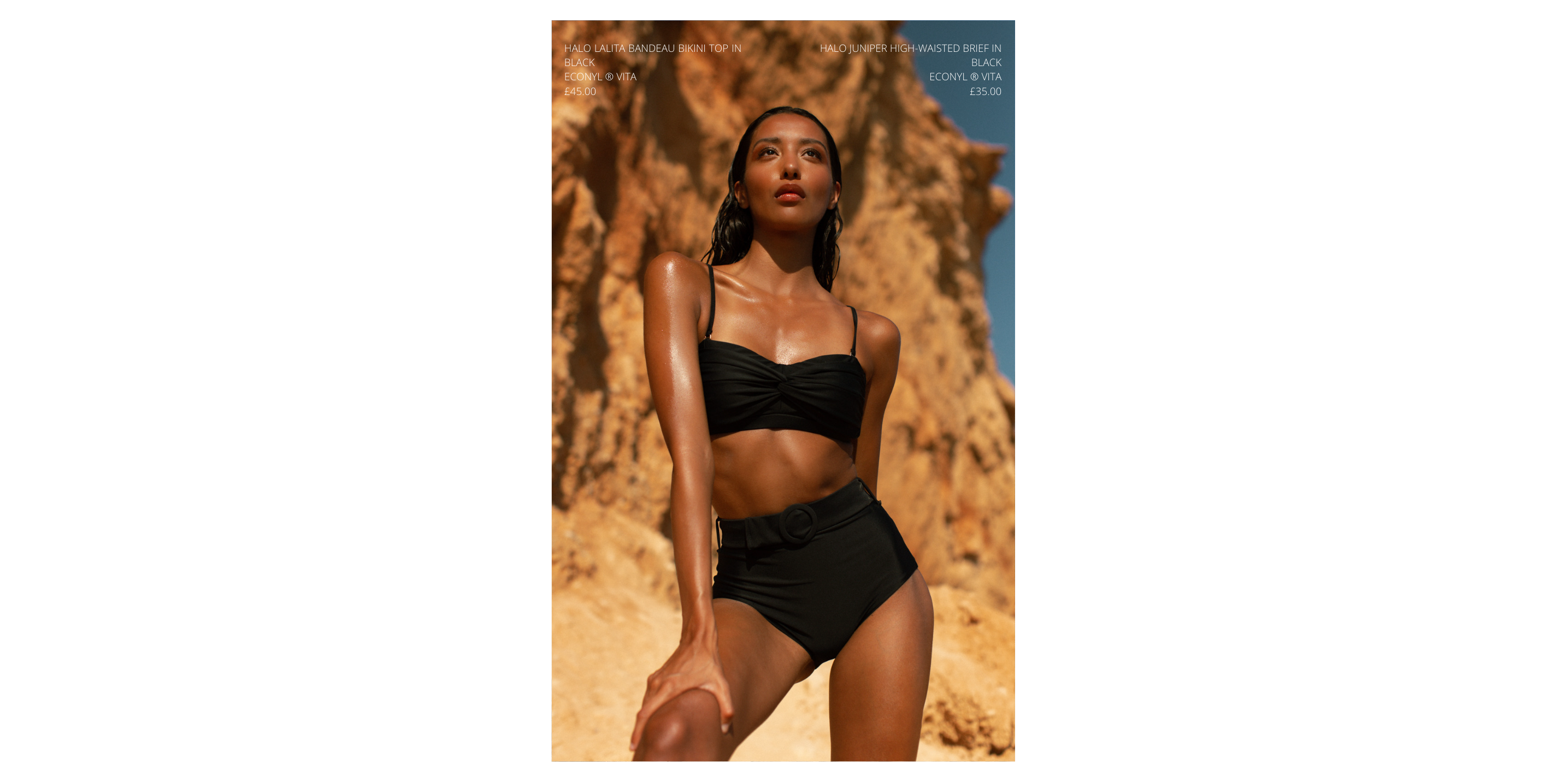 model wearing Halo Bikini Set on the beach