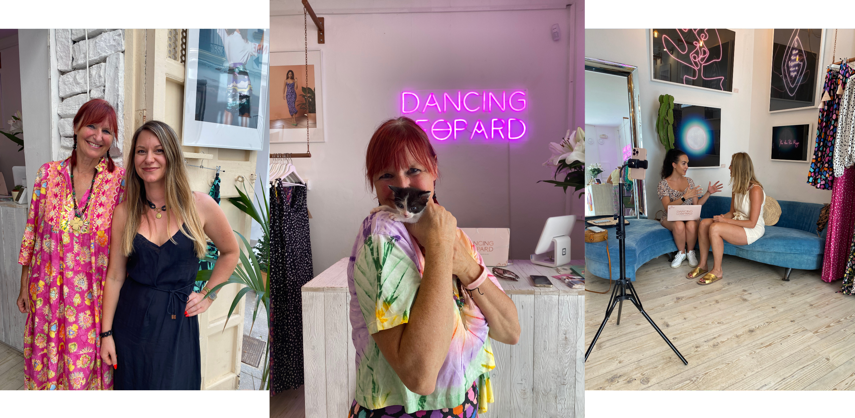 collage of images inside Dancing Leopard Ibiza store