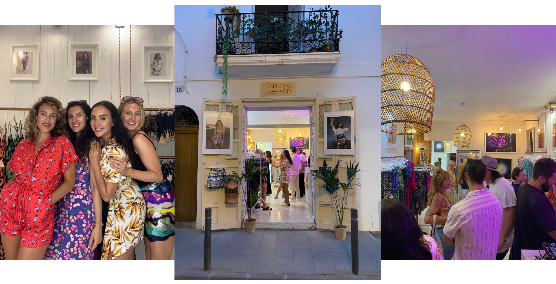 collage of Dancing Leopard Ibiza store event