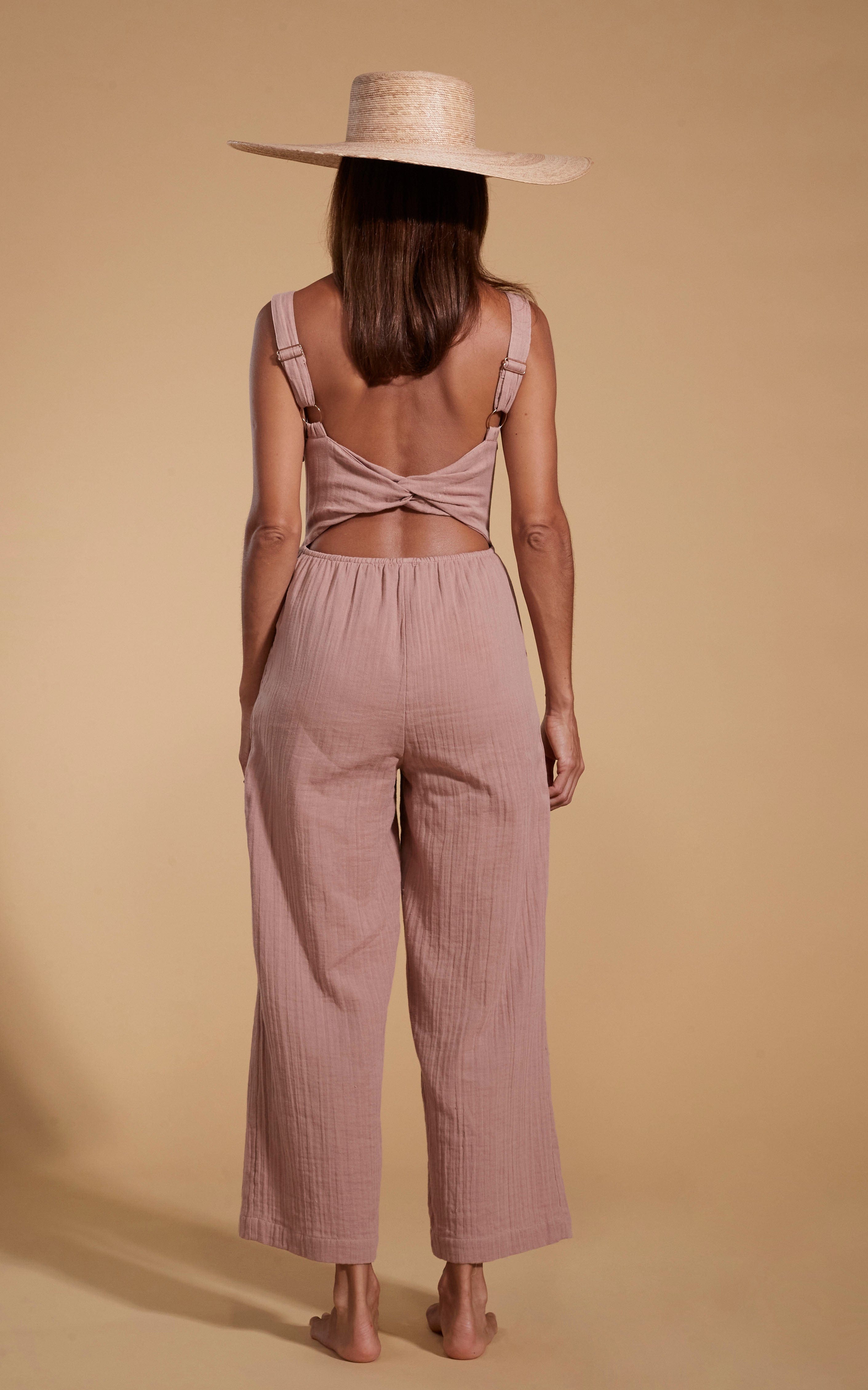 HALO Kimani Twist Back Jumpsuit in Fawn