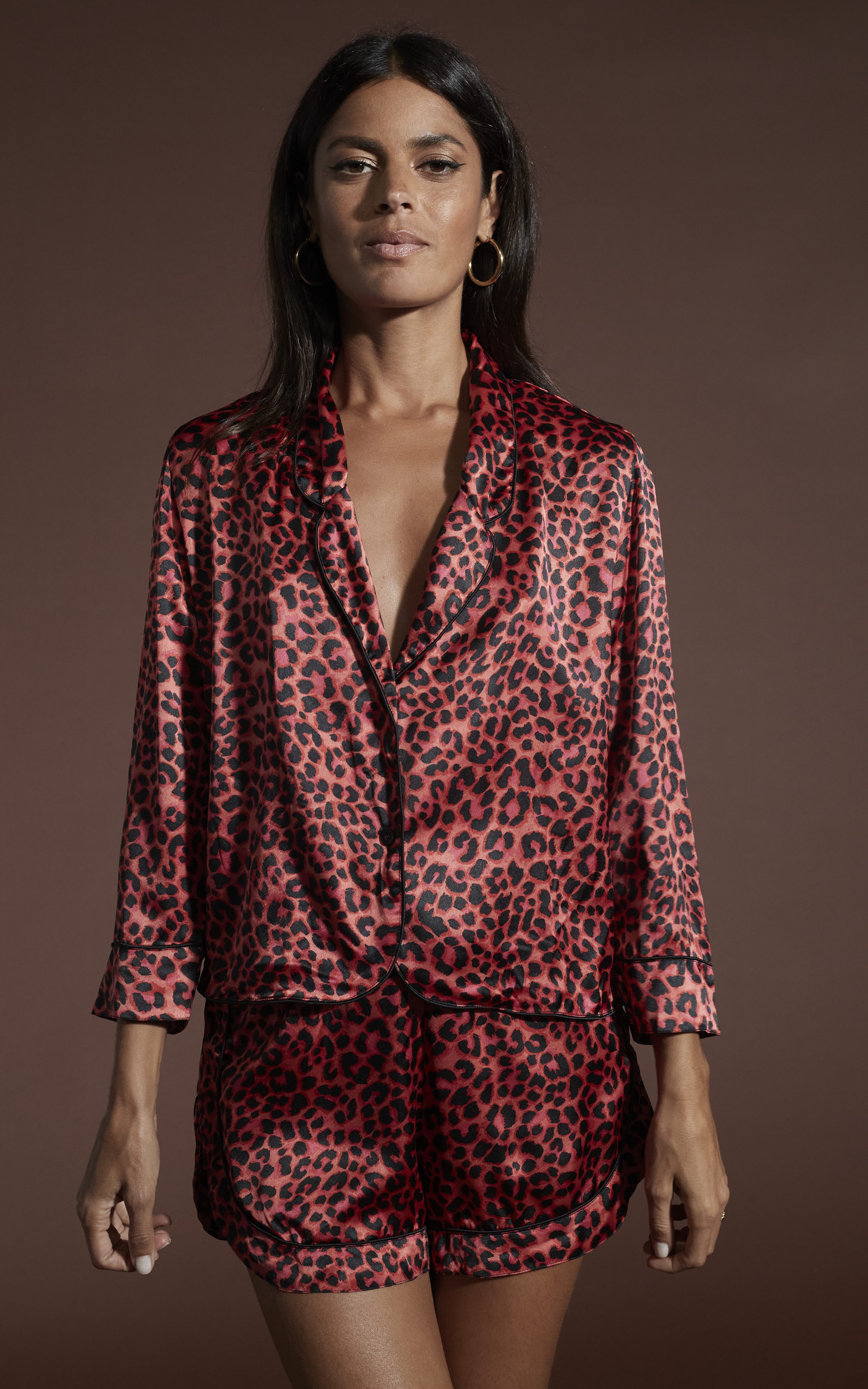 Oona Shortie PJ Set in Ruby Red Leopard