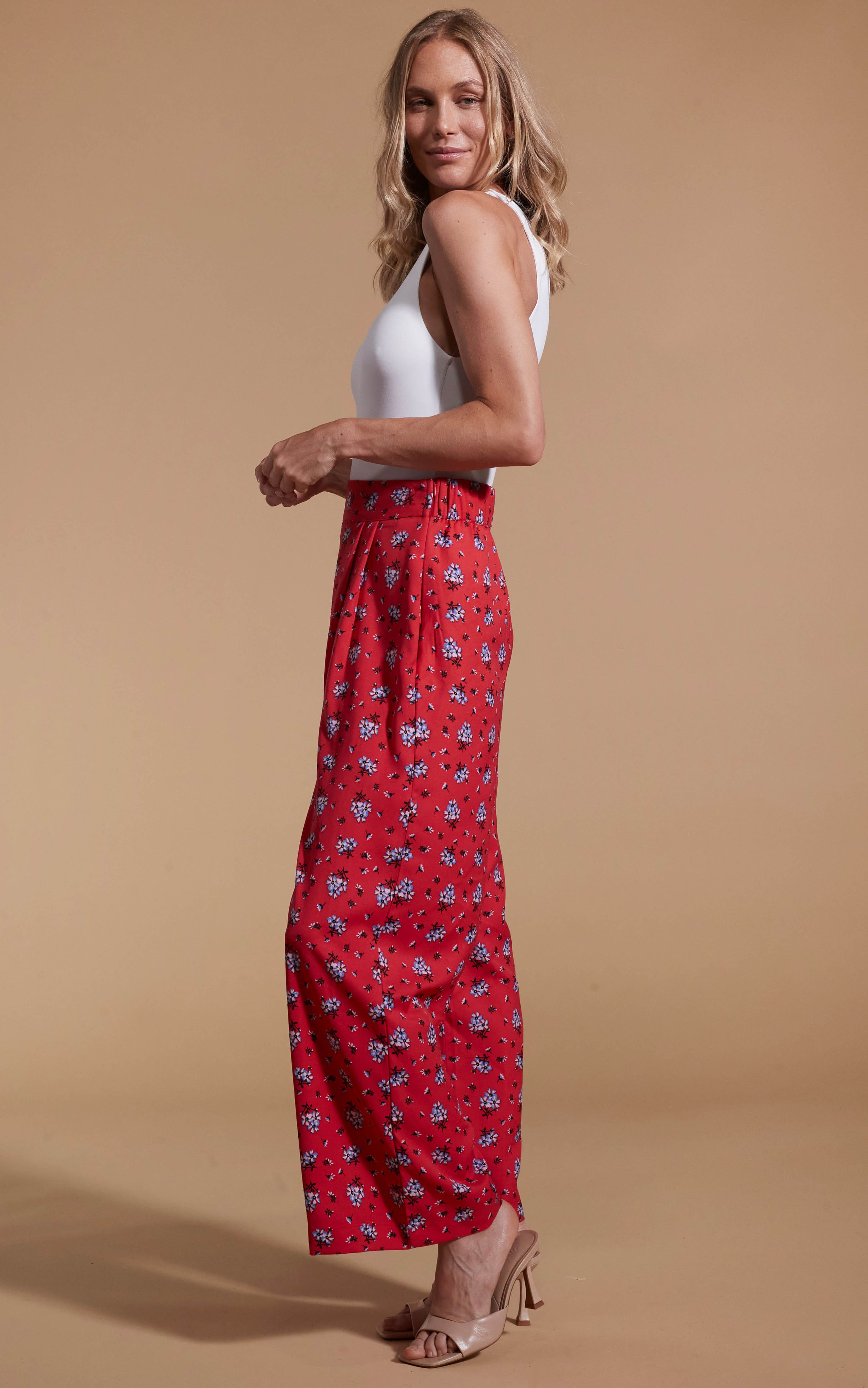 Joey Palazzo Trousers in Red Daisy