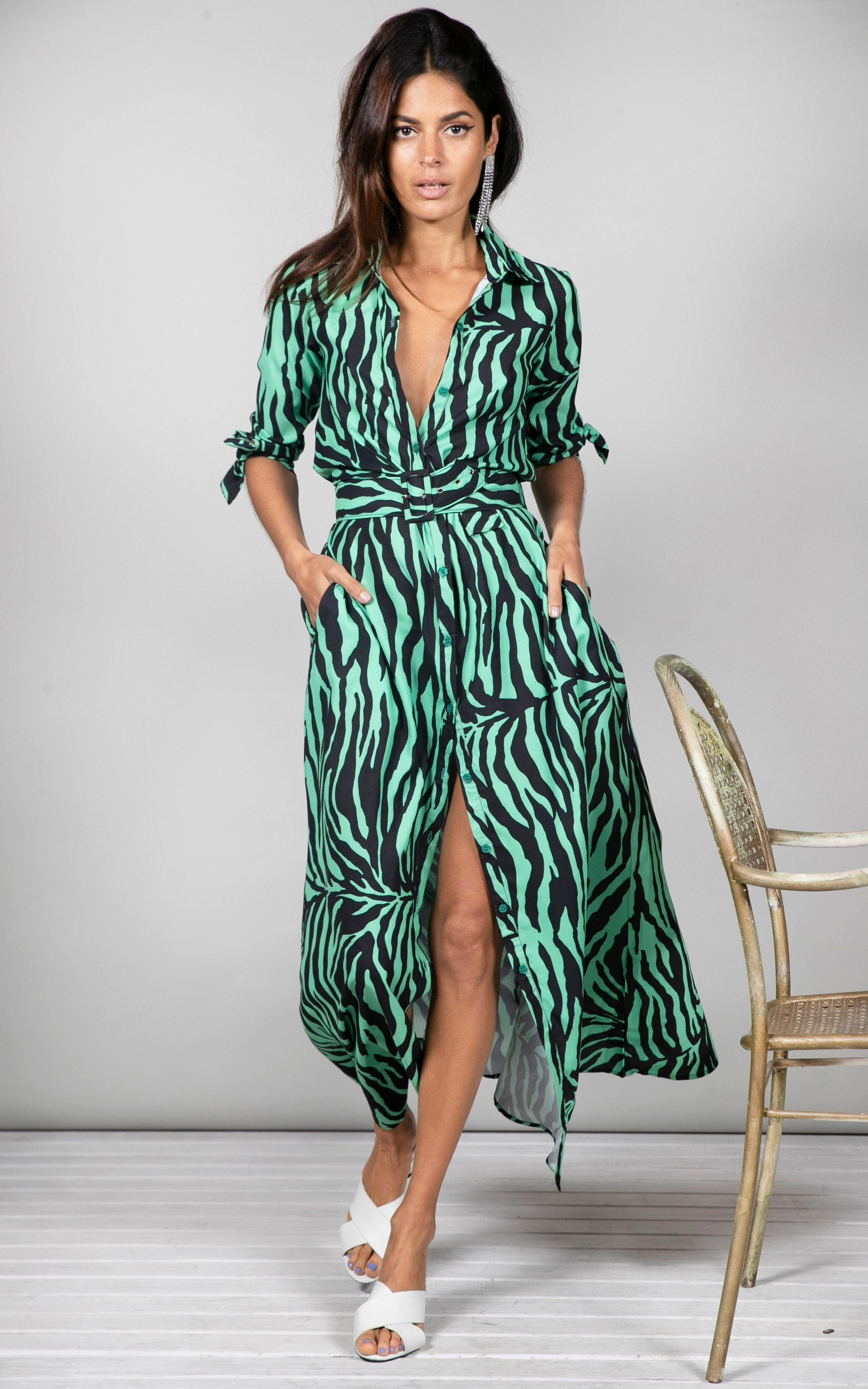 Dove Dress in Green Zebra