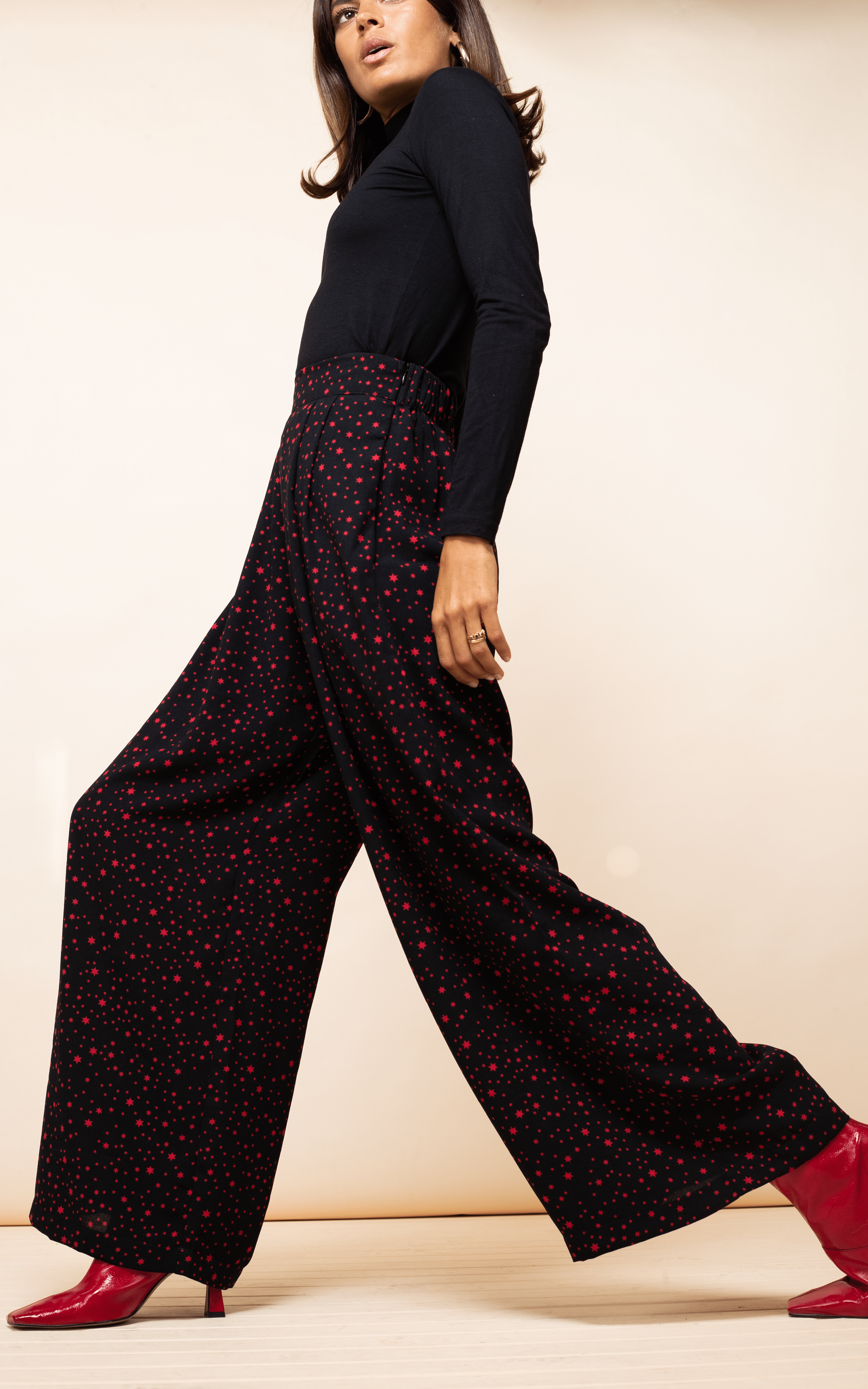 Joey Palazzo Trousers In Midnight Red Star