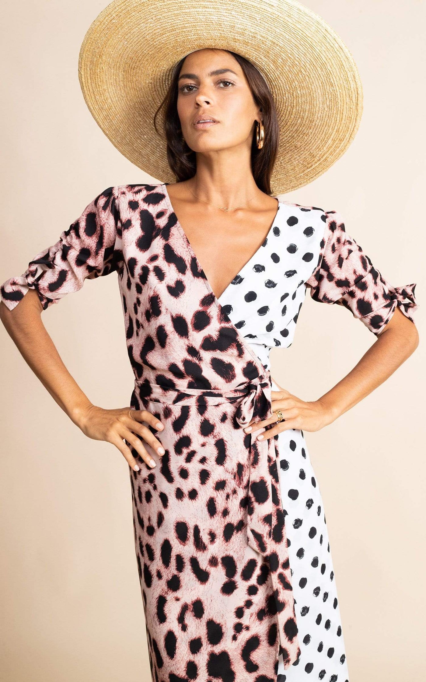 Olivera Midi Dress in Blush Leopard Mix – Dancing Leopard
