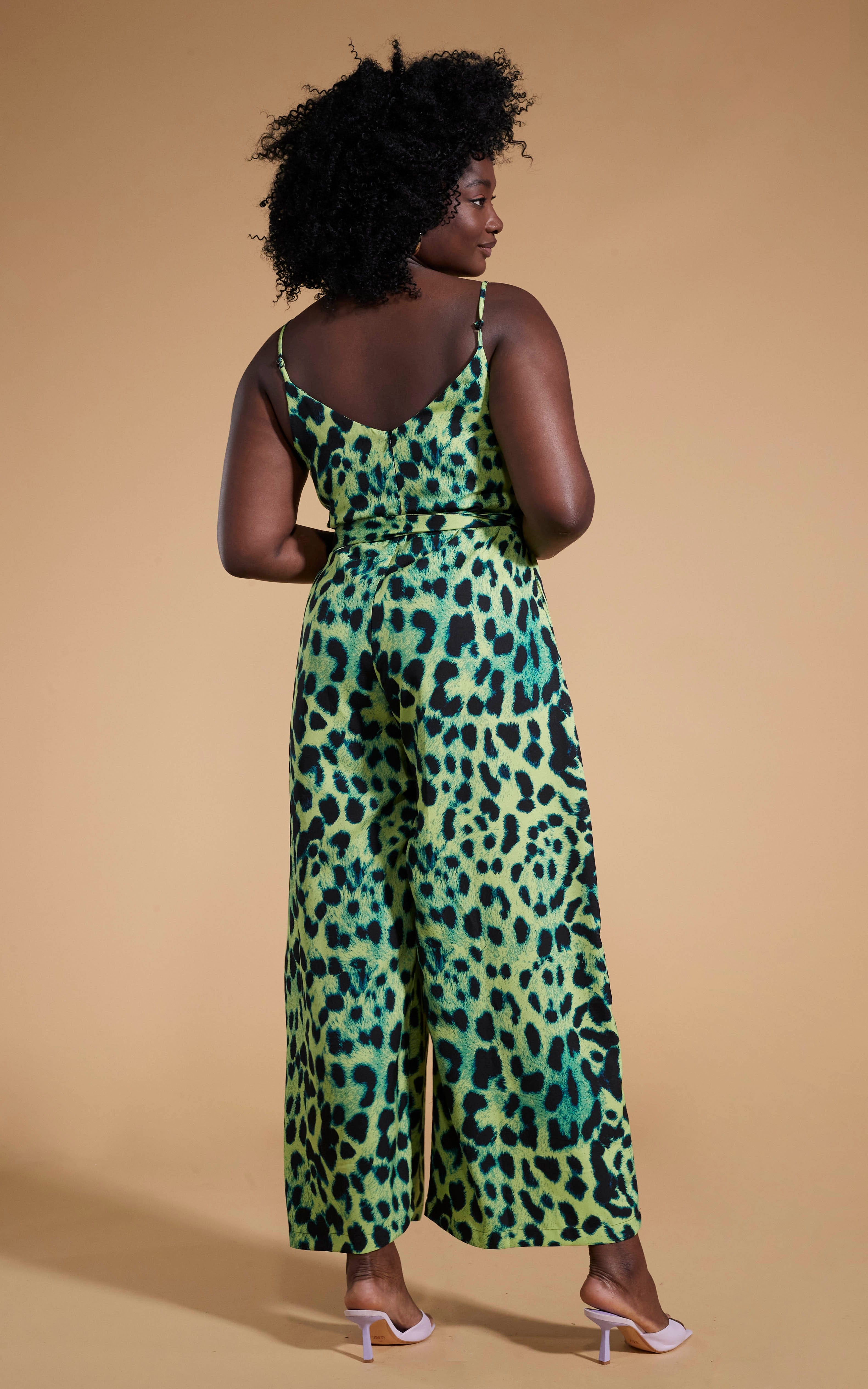 Gabriella Jumpsuit in Lime Leopard