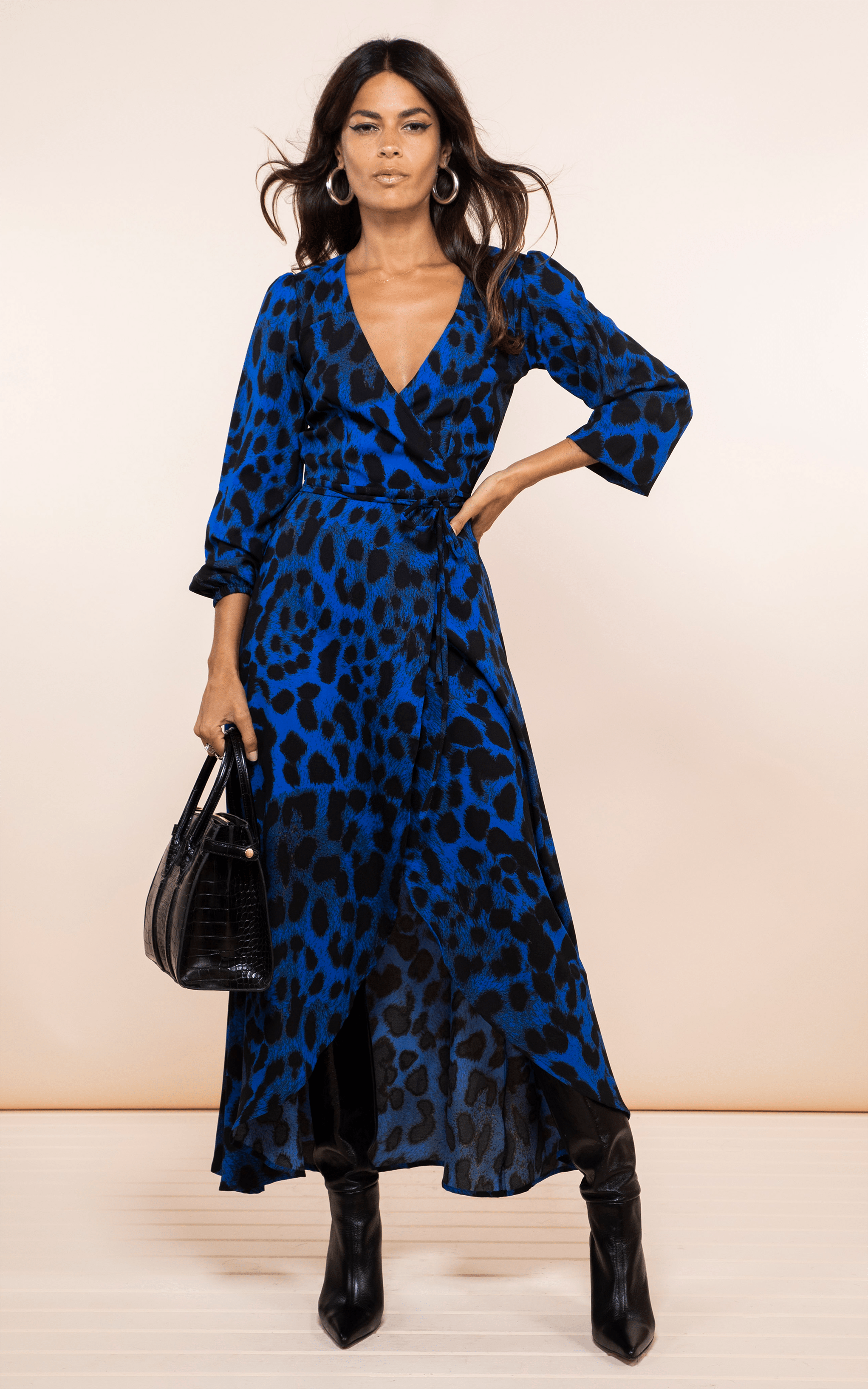 Jagger Maxi Dress Blue Leopard