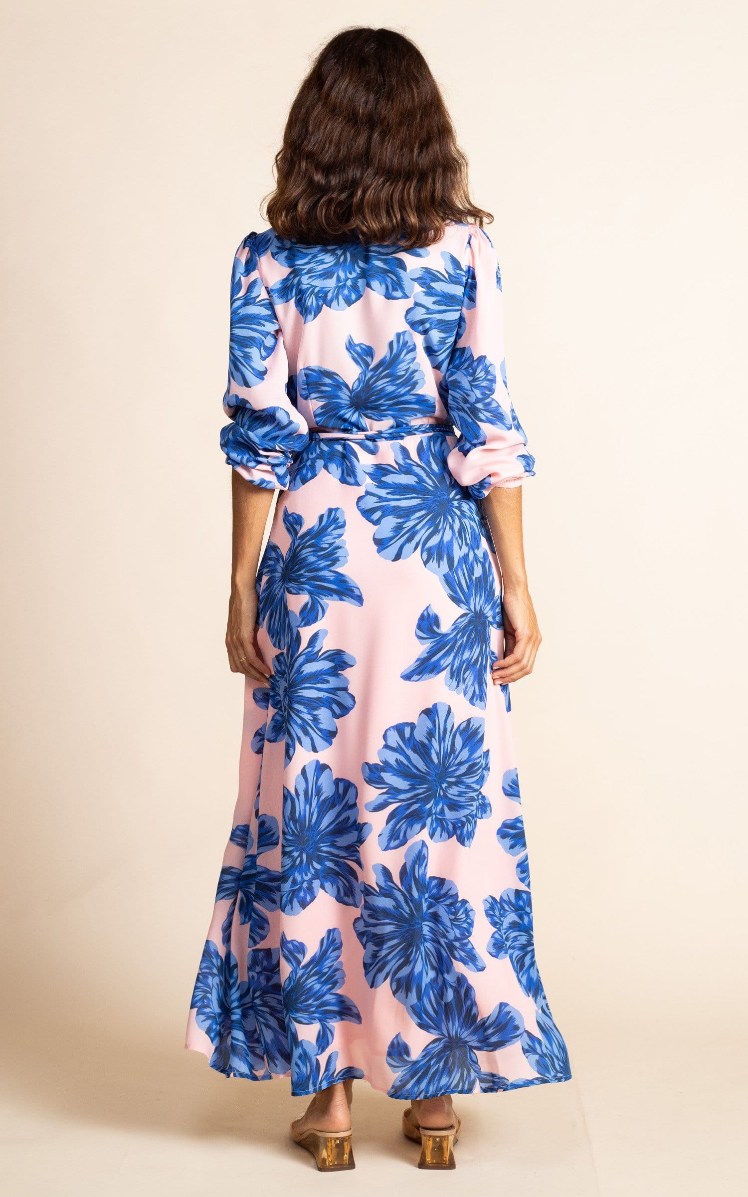 Jagger Maxi Dress in Blue on Beige Bloom