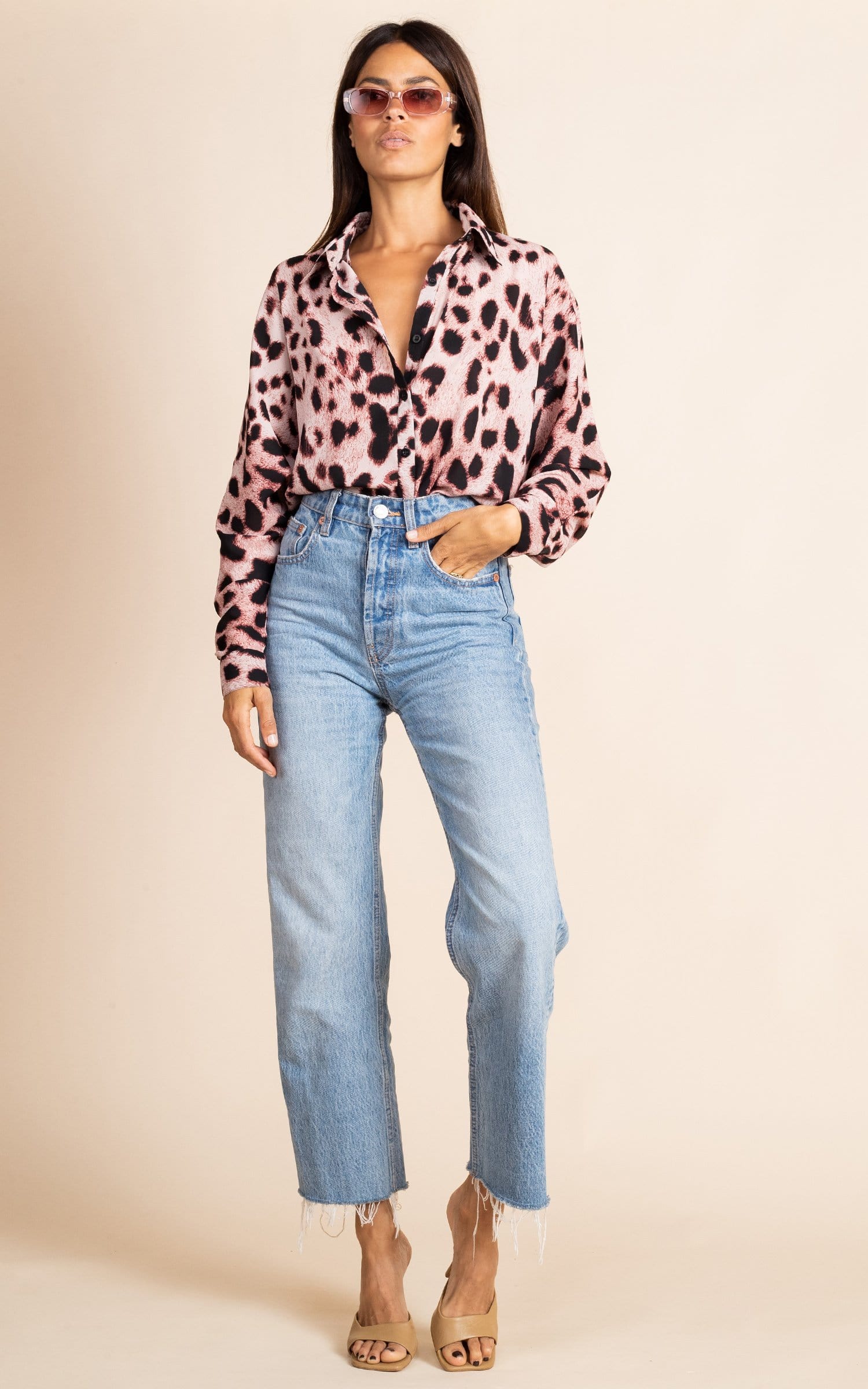 Keaton Shirt in Blush Leopard