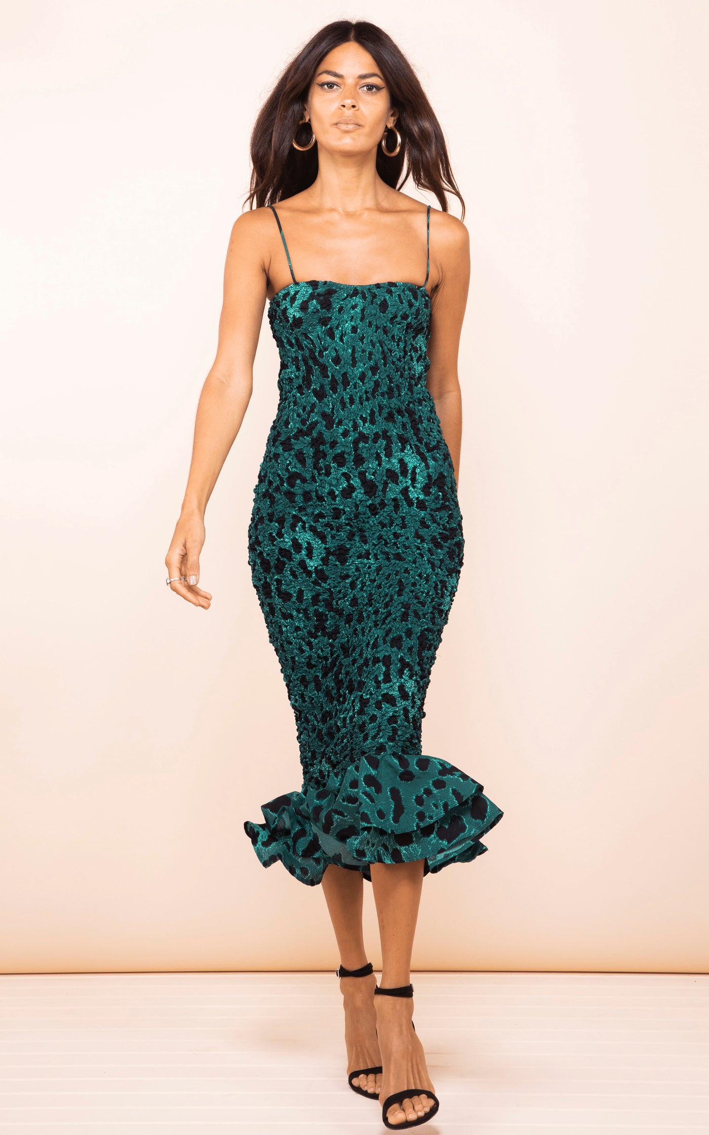 dancing leopard green dress