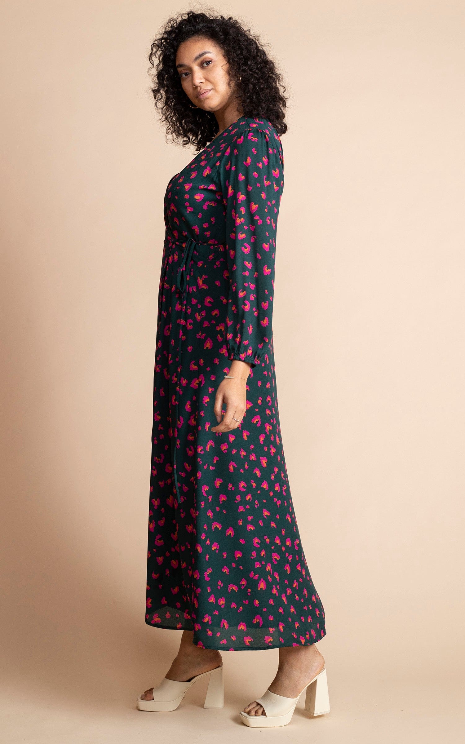 Jagger Maxi Dress in Abstract Pink on Green