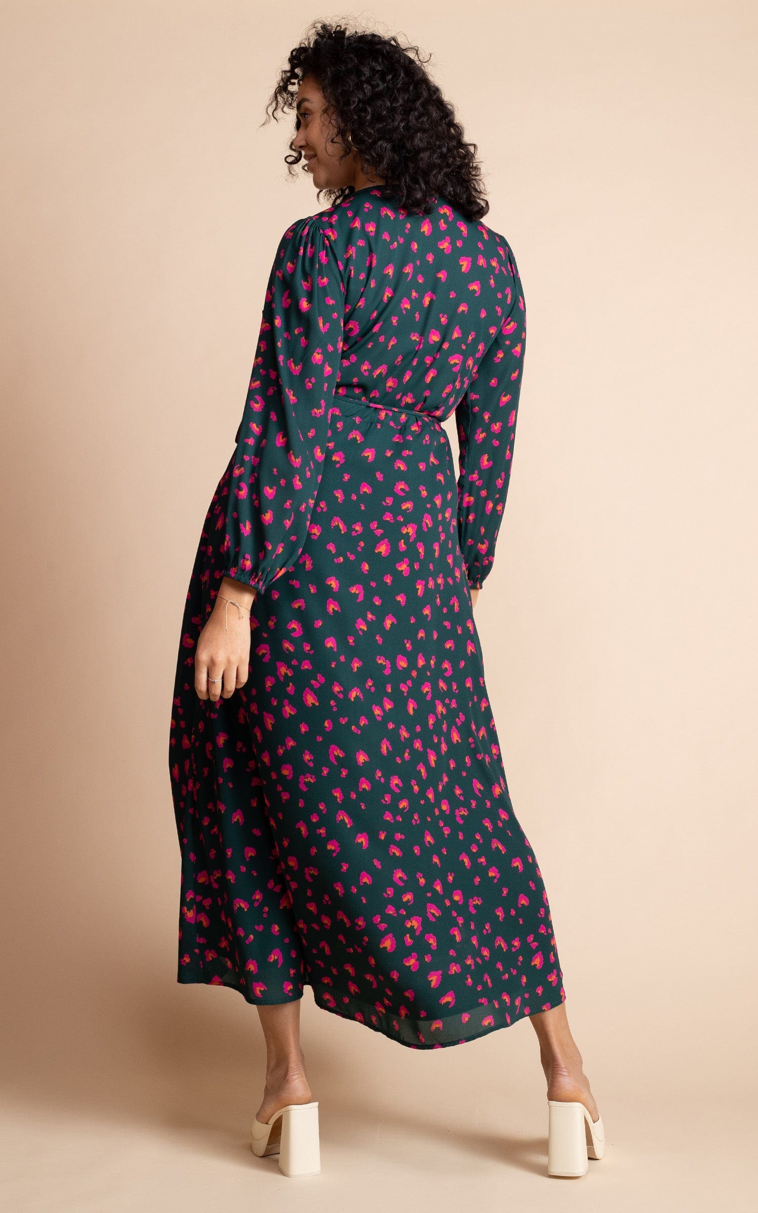 Jagger Maxi Dress in Abstract Pink on Green