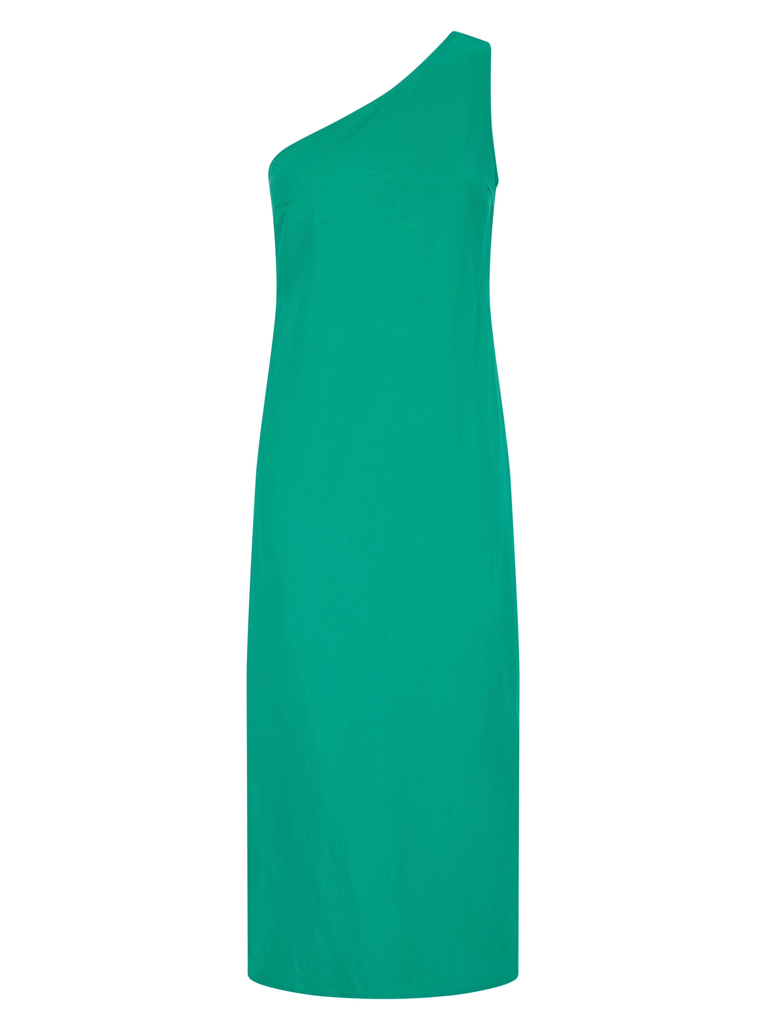 Portia Linen Midi Dress In Vivid Green