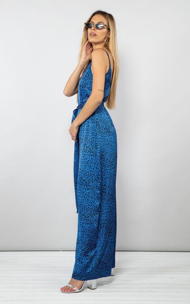 Gabriella Jumpsuit In Blue Ditzy Leopard