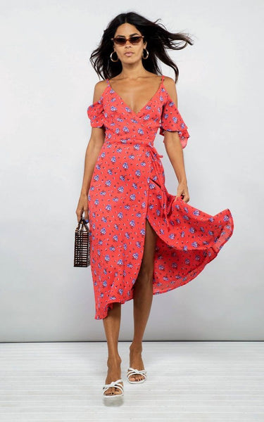 Ivy Dress In Red Daisy Print | Dancing Leopard