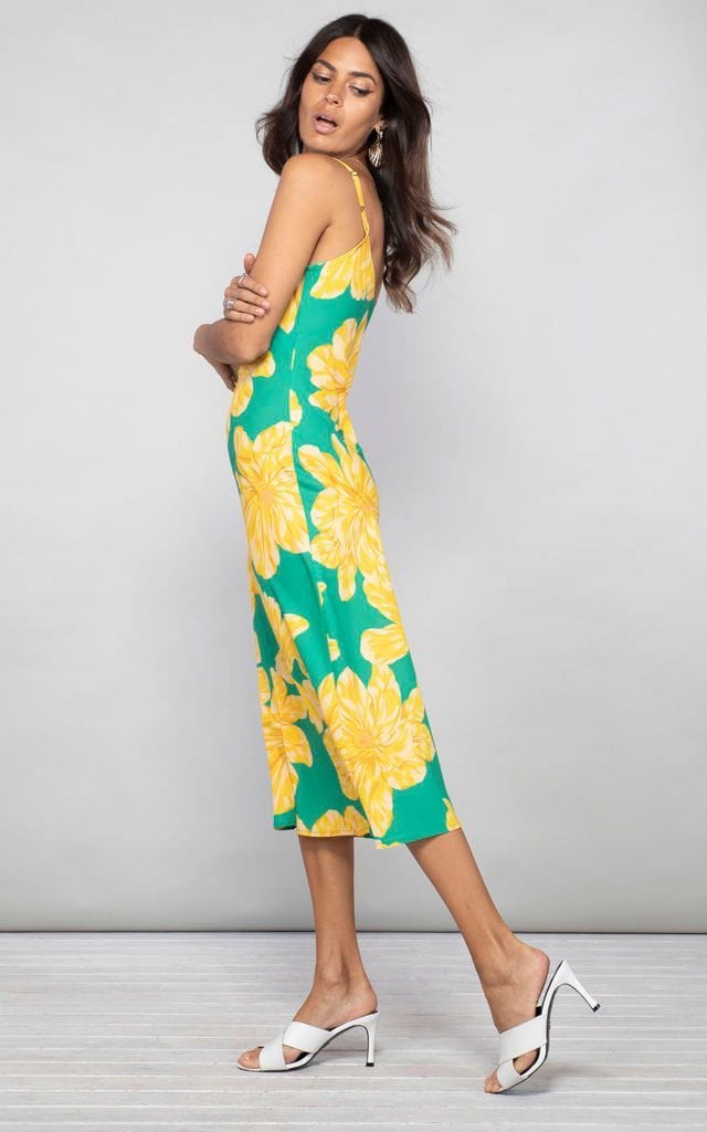 Jade Midi Dress Yellow And Green Bloom