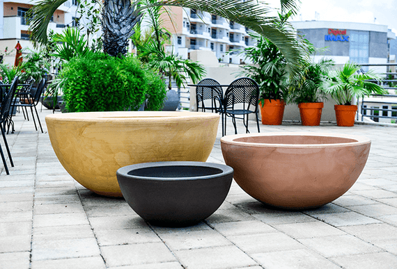 Copa Series Non-Self Watering Planter - This Elegant Non-Self Watering Planter Provides A Realistic Concrete Look For Your Home & Garden - 24" / 35" / 47" - CSNSWP24 / CSNSWP35 / CSNSWP47