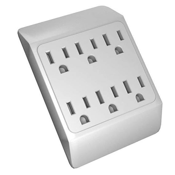 Stanley Outlet Wall Tap Grounded In-Wall 6-Outlet Adapter, White,30346-BULK BUYS-6 Pcs Per Case