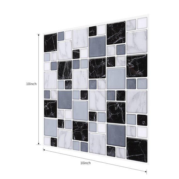 3D Mosaic Morcart Tiles Peel and Stick Wall Tile for Kitchen Living Room Bathroom Laundry Room Backsplashes 10"x10" -MT1003