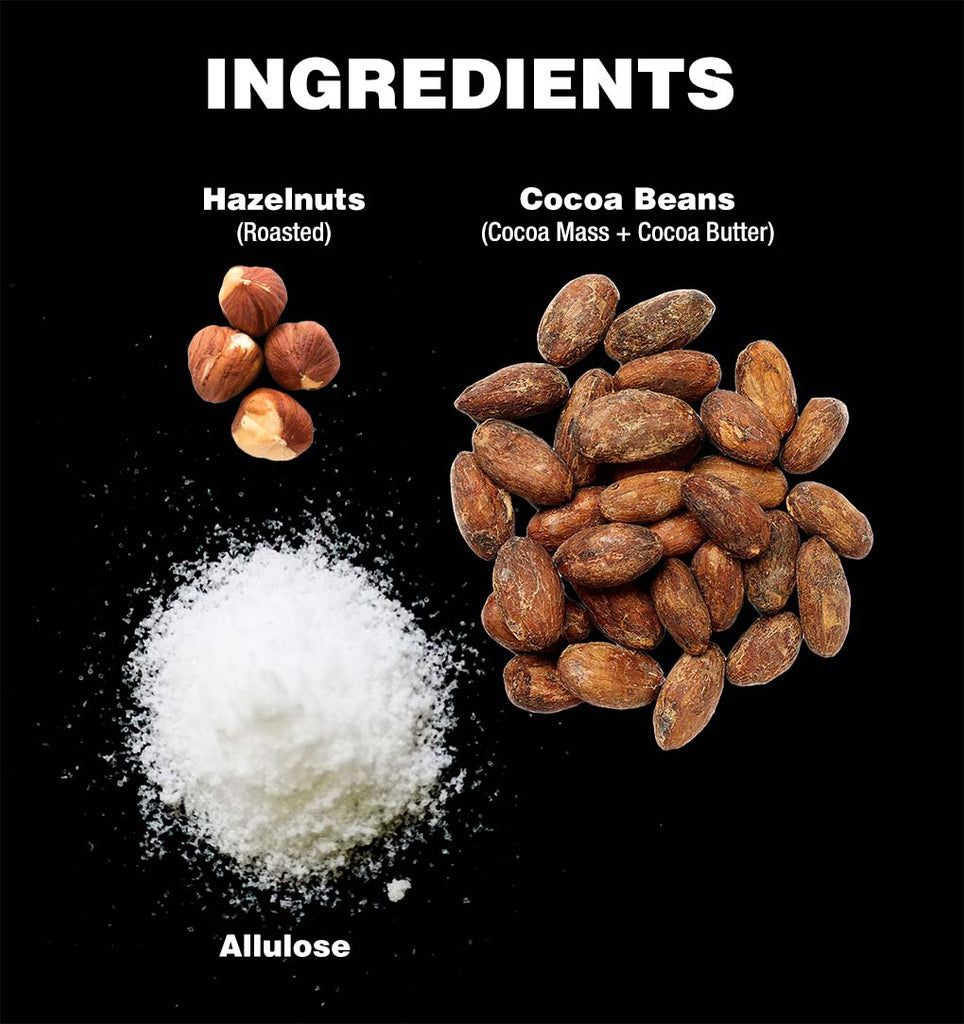 Ingredients of keto hazelnut chocolate with Allulose
