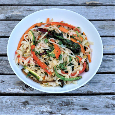 Rainbow Pad Thai with seasonal veggies