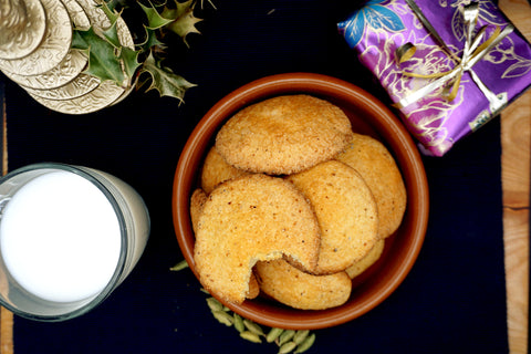 Cardamom Cookies and milk from above