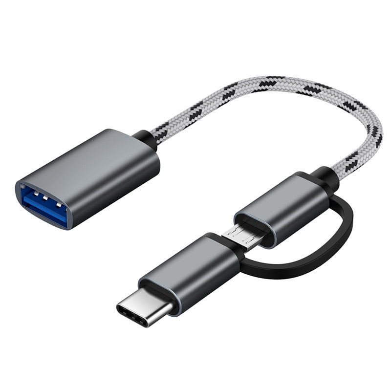 2 In 1 Usb 3 0 Otg Cable Nylon Braid Micro Usb Type C Data Sync Charge Dukakeen Com