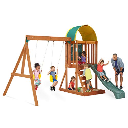 big backyard kidkraft andorra cedar wood swing set