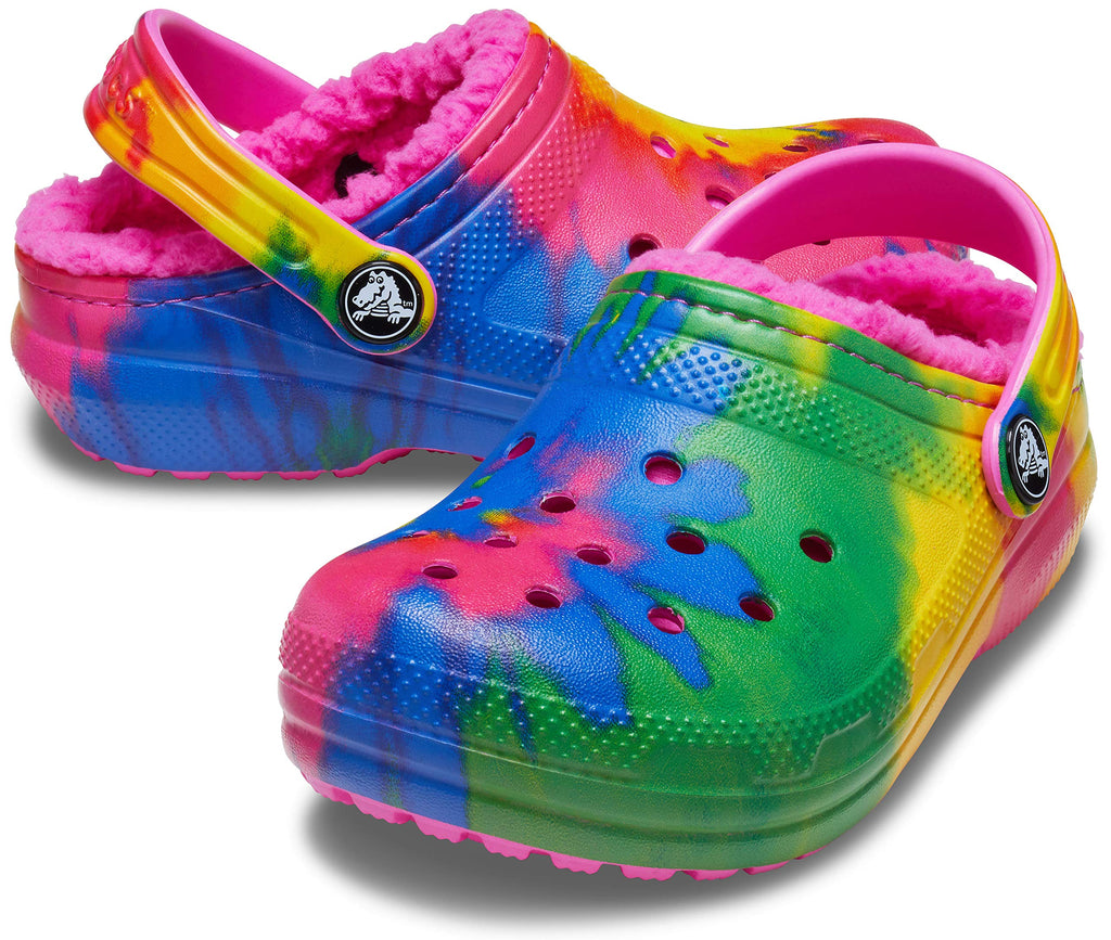 tie dye crocs with lining