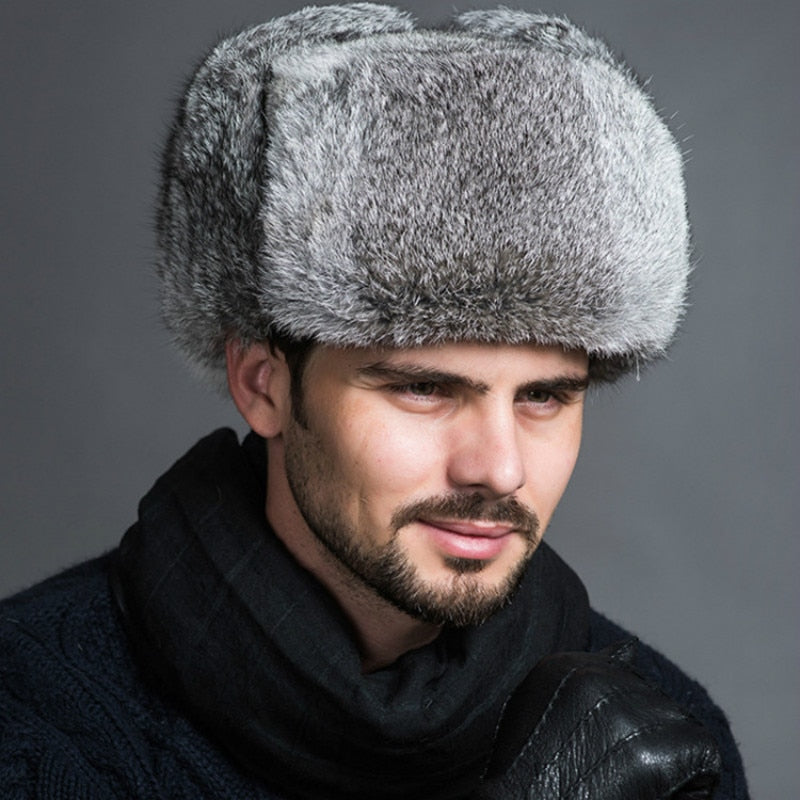 men's bomber hat rabbit fur