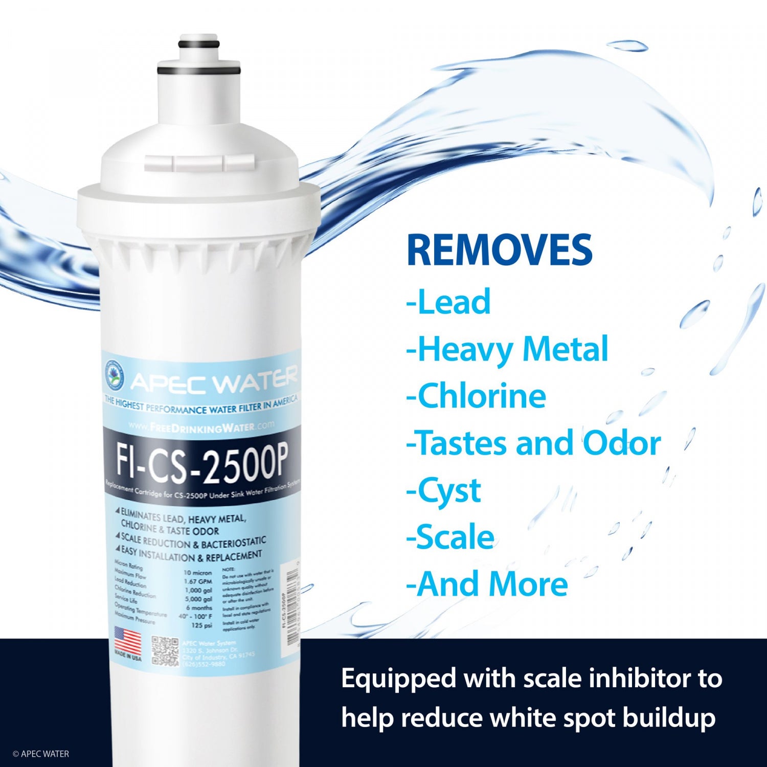 APEC Water CS-2500P Under-Counter Water Filtration System with Inhibit ...