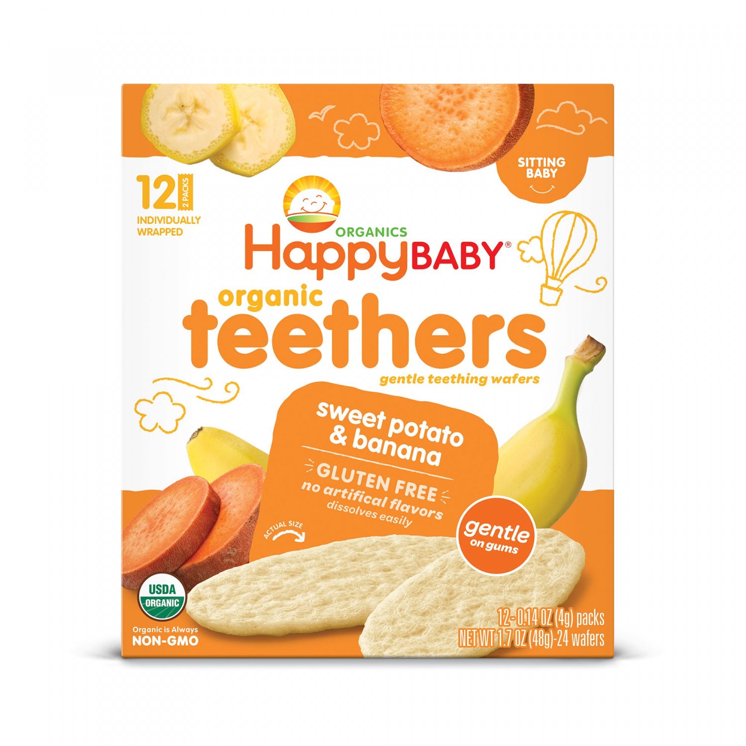 Happy Baby Gentle Teethers 12Packs of 2 Banana and Sweet Potato Organ