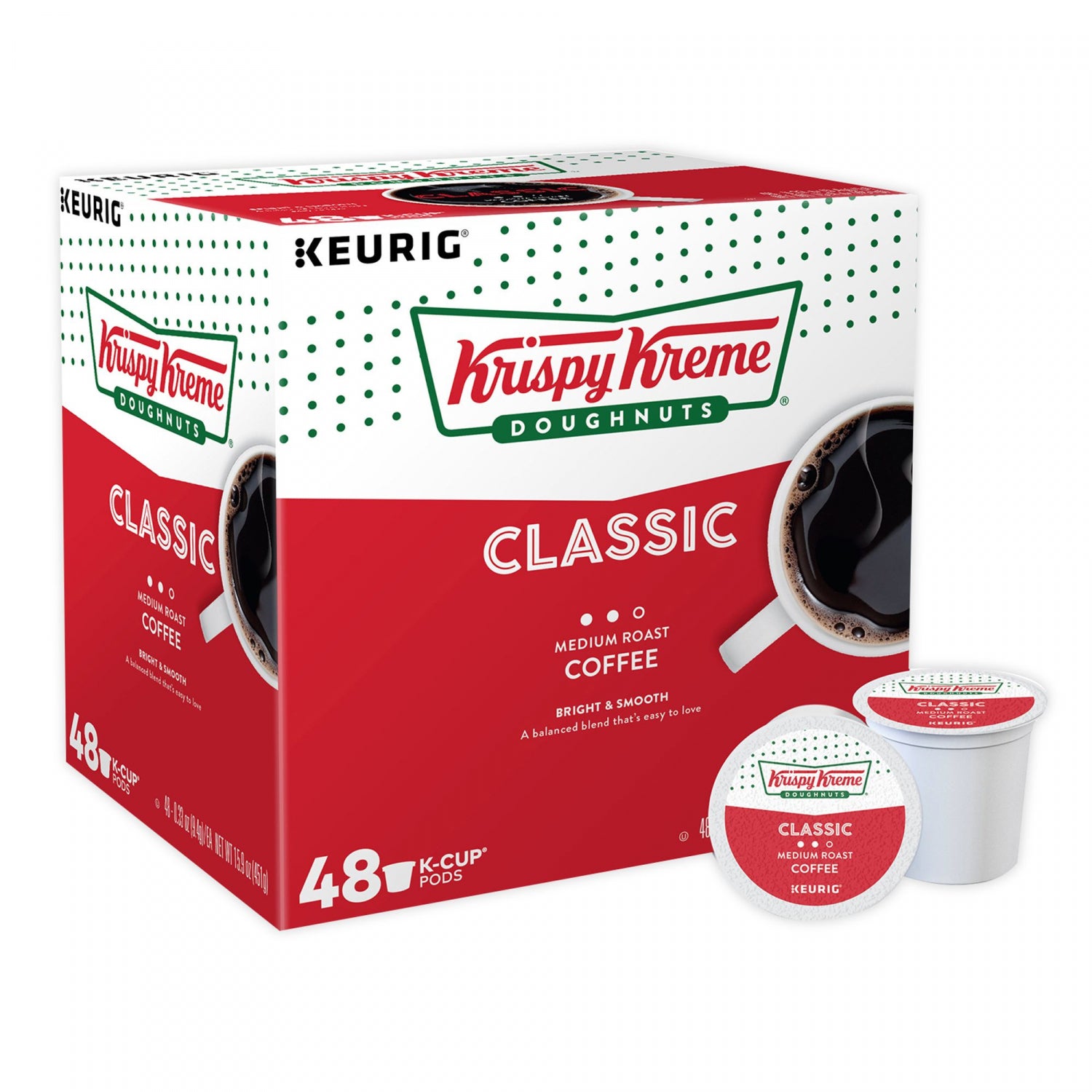 Krispy Kreme Classic Medium Roast Coffee Keurig K-Cup Pods 48-Count
