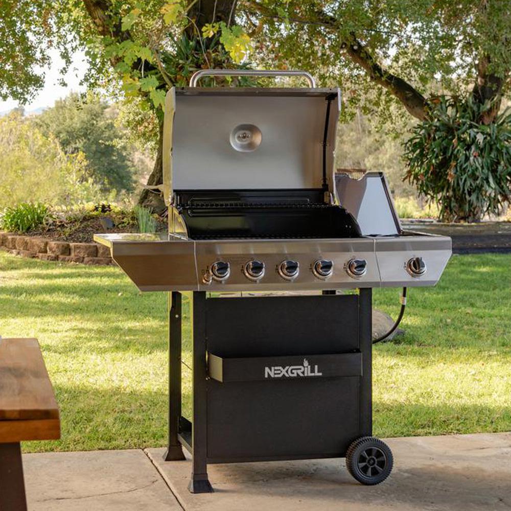 Nexgrill 5 Burner Propane Gas Grill In Stainless Steel With Side Burne