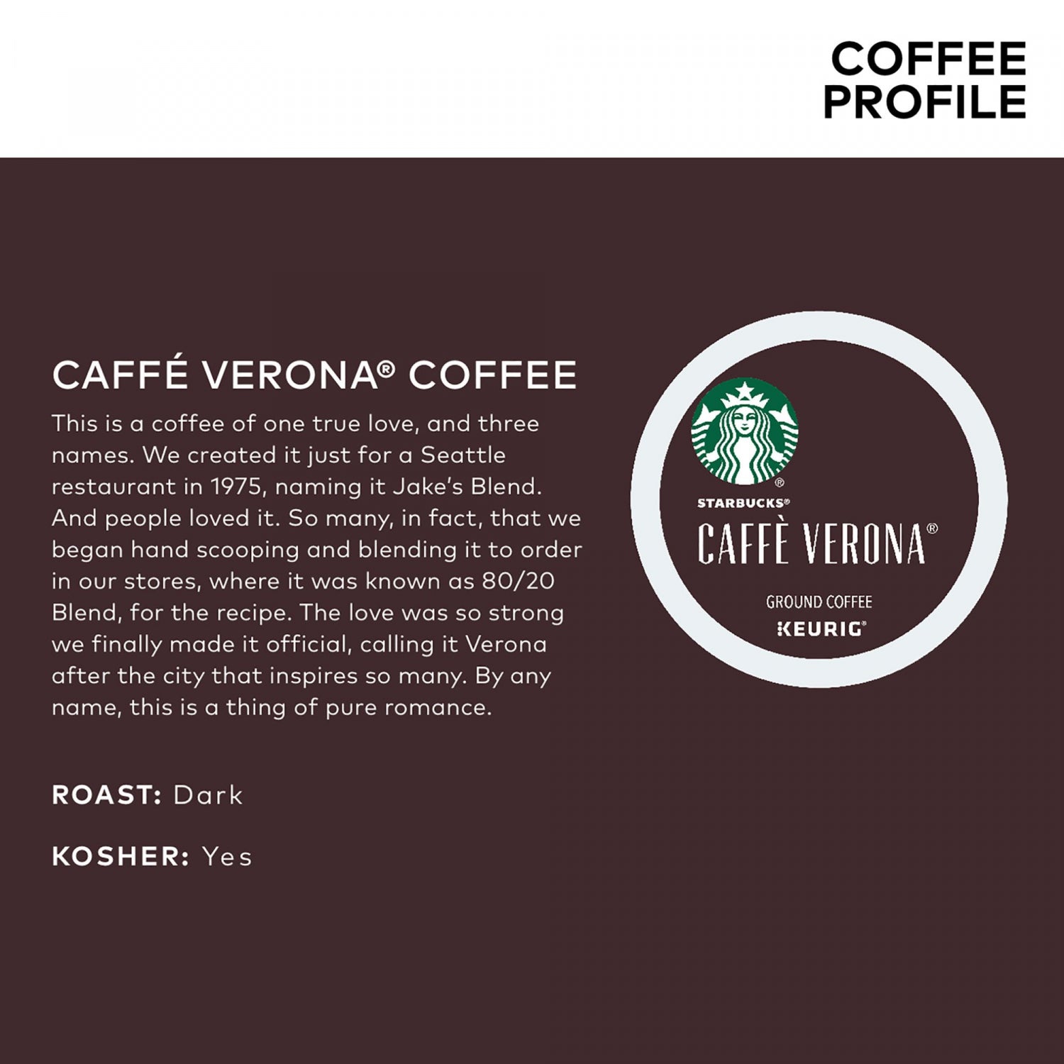 Starbucks Caffe Verona Dark Coffee Keurig K-Cup Pods 22-Count ...