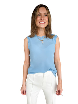 Brianna Blue Cowl Neck Blouse