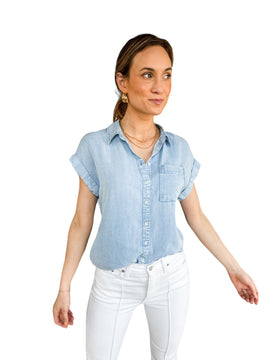 Kaylani Denim Button Up Top by Velvet Heart