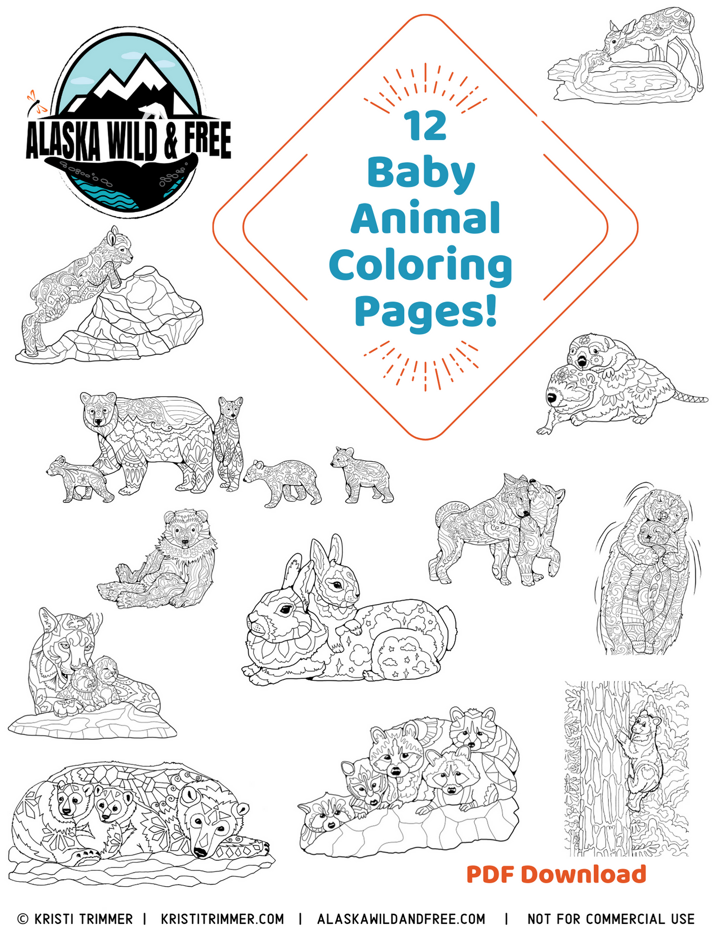 Color: Baby Animal Coloring Pages – Alaska Wild & Free