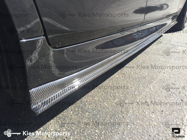 black f10 m5 3d style carbon fiber side skirt extensions 01