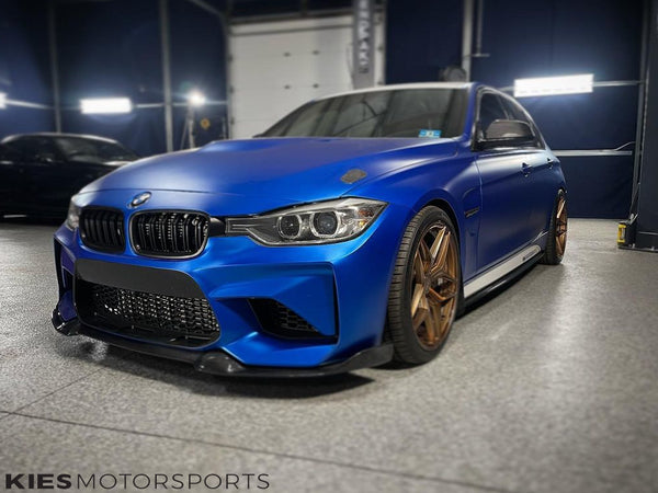 blue f30 m2 front bumper with cs inspired carbon fiber front lip