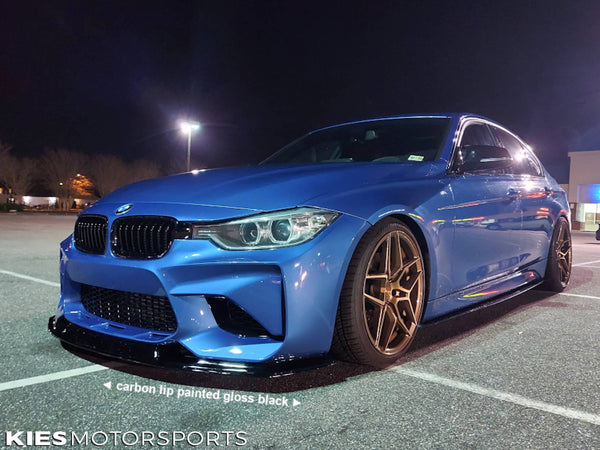 blue f30 with m2 front bumper and mtc carbon fiber front lip