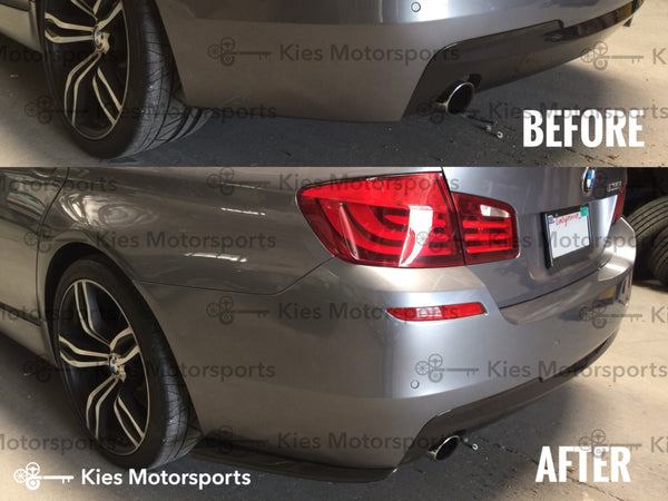 grey f10 m performance carbon fiber rear splitters before after