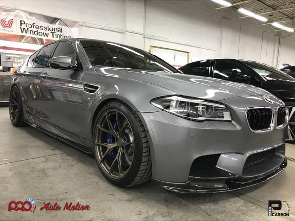 grey f10 m5 with 3d style carbon fiber front lip 01