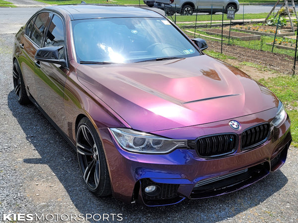 purple f30 with m3 front bumper and gts hood