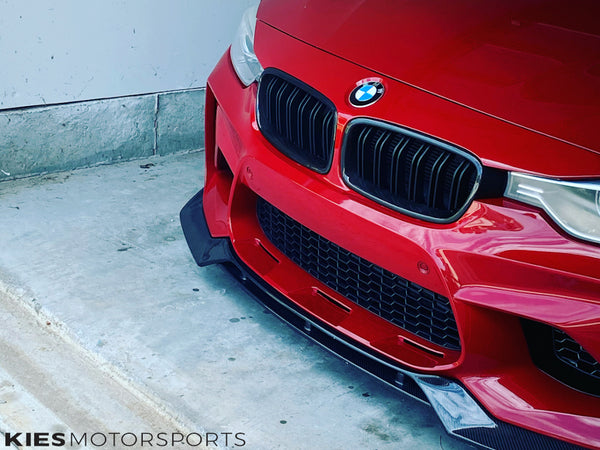 red f30 bmw 3 series with m2 style front bumper conversion
