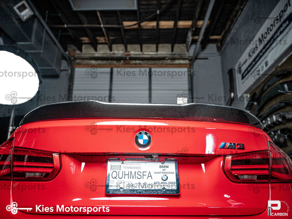 red f80 psm style carbon fiber trunk spoiler lip 01