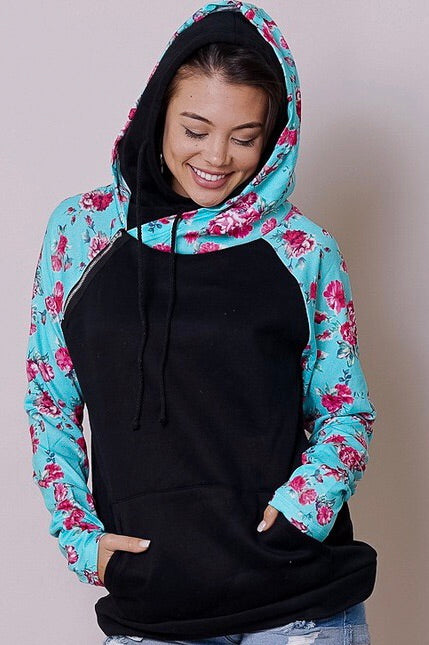 floral double hoodie