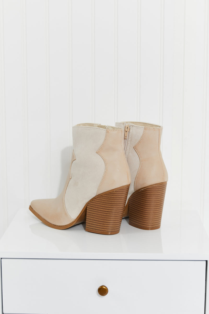 Standout Two-Texture Heeled Ankle Booties